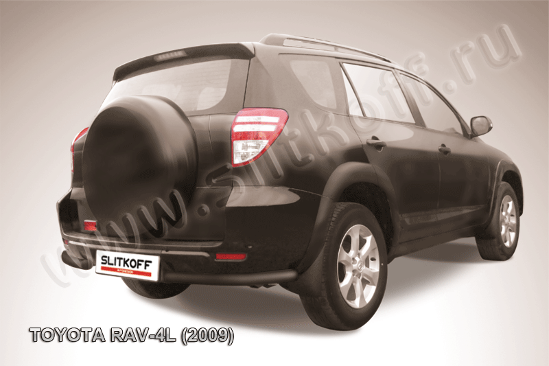 Защита Slitkoff задняя d57 уголки ЧЕРНАЯ матовая для Toyota RAV4 III LWB 2009-2010. Артикул TR409L-020B
