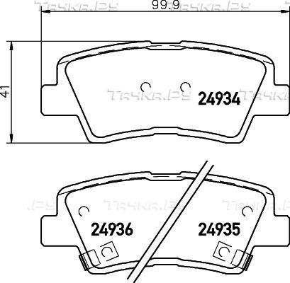 Тормозные колодки Mintex задние для Hyundai Tucson I 2008-2010. Артикул MDB3027