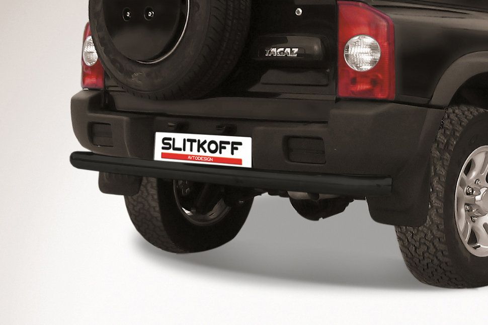 Защита Slitkoff заднего бампера d76 ЧЕРНАЯ матовая для ТагАЗ Tager 5-дв. 2008-2026. Артикул TAT5d013B