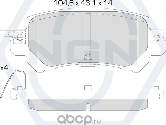 Колодки тормозные керамические, задние (NGN). Артикул 3501258