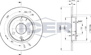 Тормозной диск Icer передний для Citroen Saxo 1996-2003. Артикул 78BD7199-2