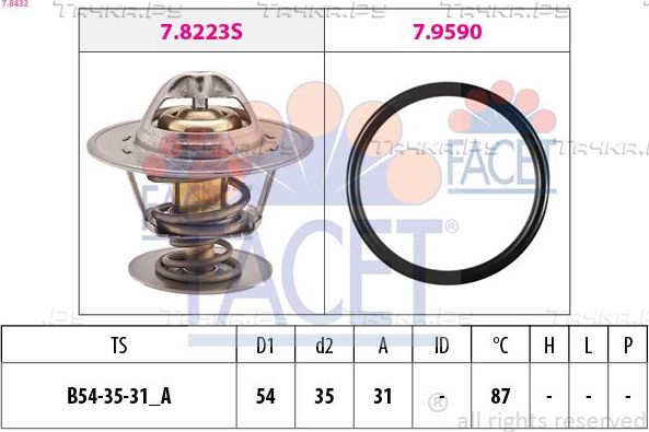 Термостат Facet Made in Italy - OE Equivalent для Volkswagen Bora 1998-2005. Артикул 7.8432