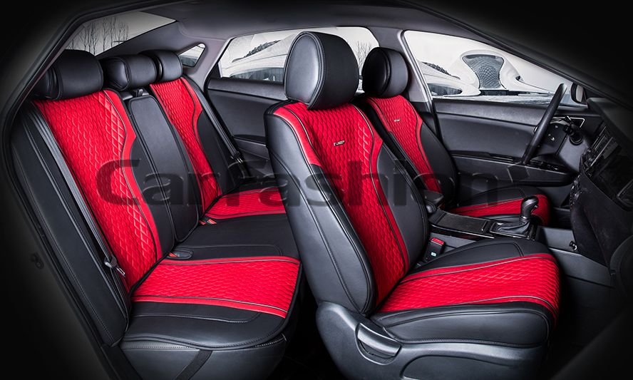 Накидки универсальные CarFashion Element Plus для авто, цвет Красный/Черный/Черный/Красный. Артикул 22500