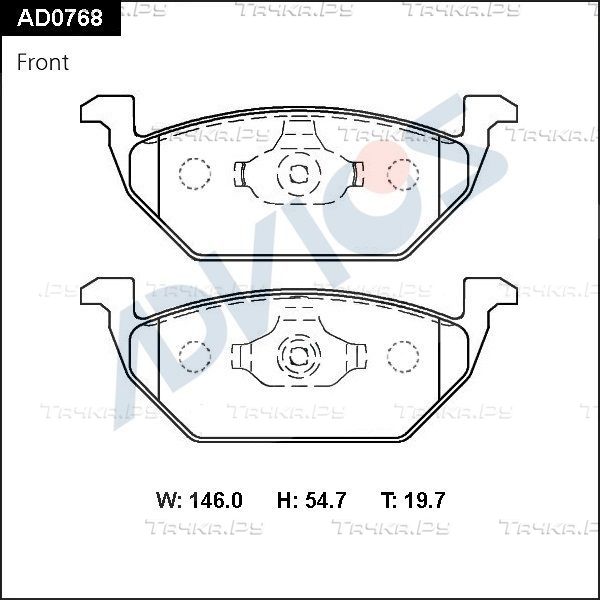 Тормозные колодки Advics передние для Skoda Fabia I 1999-2008. Артикул AD0768