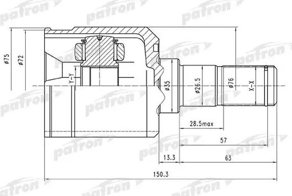Шрус внутренний (граната) Patron. Артикул PCV1516
