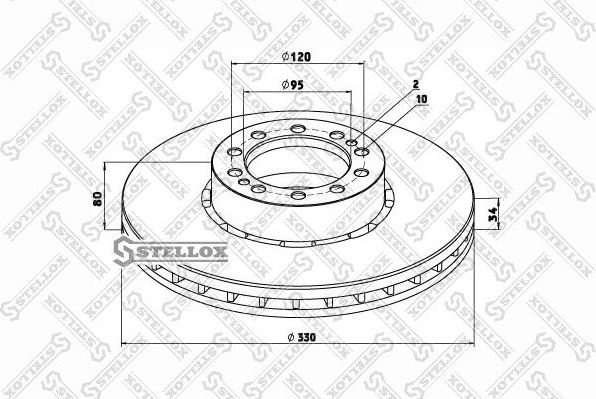 Тормозной диск Stellox передний для Renault Midlum 2000-2013. Артикул 85-00777-SX