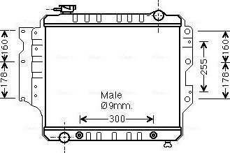 Радиатор охлаждения двигателя AVA для Jeep Wrangler II (TJ) 1996-2007. Артикул JE2022