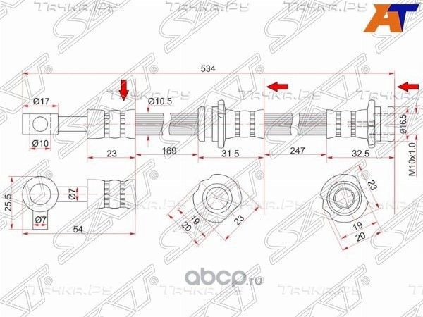 Шланг тормозной передний Таиланд NISSAN TEANA 08 (SAT). Артикул ST46210JN20B