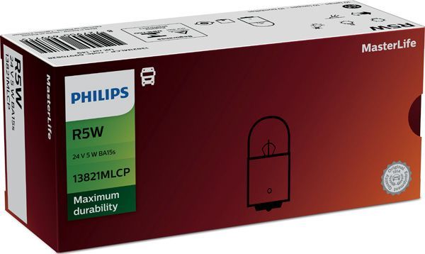 R5W 24V-5W (BA15s) (вибростойкая+увелич.срок службы) MasterLife Philips MasterLife. Артикул 13821MLCP