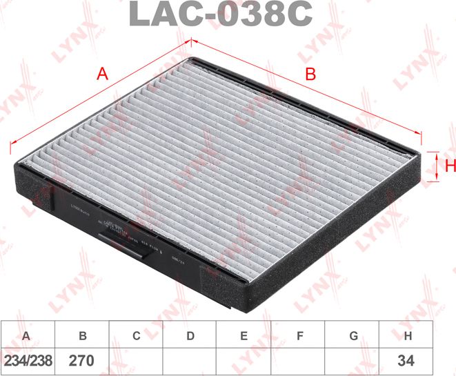 Салонный фильтр LYNXauto. Артикул LAC-038C