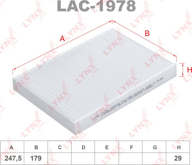 Салонный фильтр LYNXauto. Артикул LAC-1978