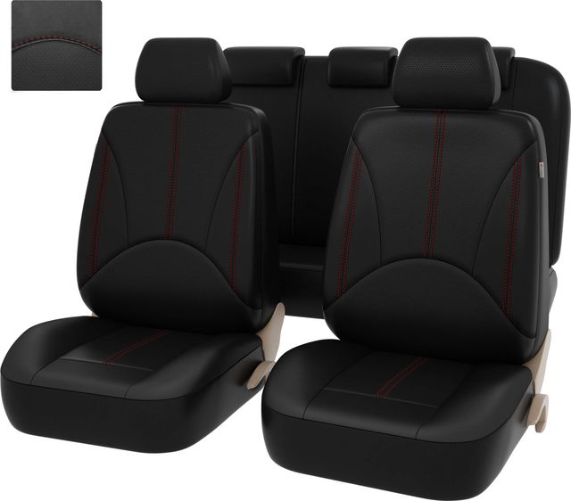 Чехлы универсальные PSV Imperial Next на сидения, цвет Черный/Отстрочка красная. Артикул 124614