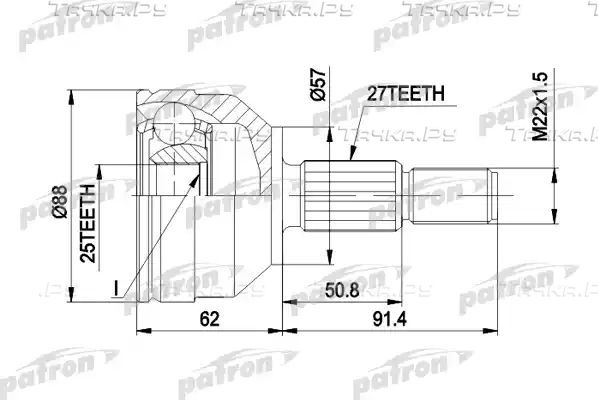 Шрус наружный (граната) Patron. Артикул PCV1202