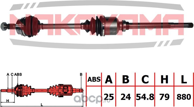 Вал приводной, передний правый (Nakayama). Артикул ND266NY