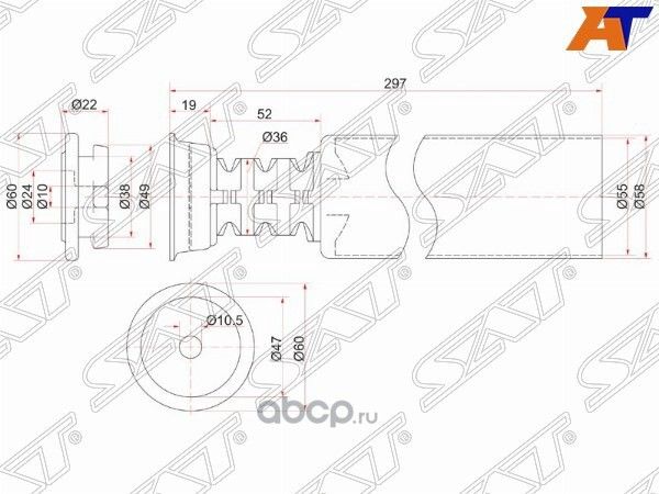 Пыльник RR амортизатора TOYOTA VITZPLATZIST 98- (SAT). Артикул ST4875052010