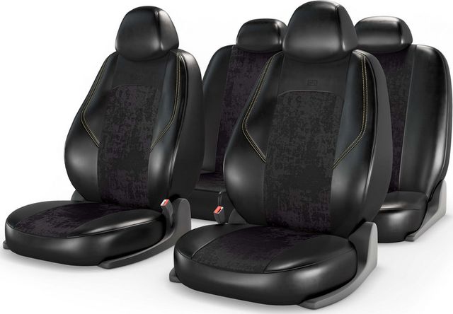 Накидки универсальные CarFashion Ranger Zamsha для авто, цвет Черный/Черный/Бежевый. Артикул 11224