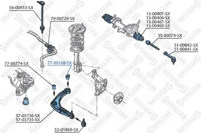 Сайлентблок переднего рычага подвески Stellox. Артикул 77-00168-SX