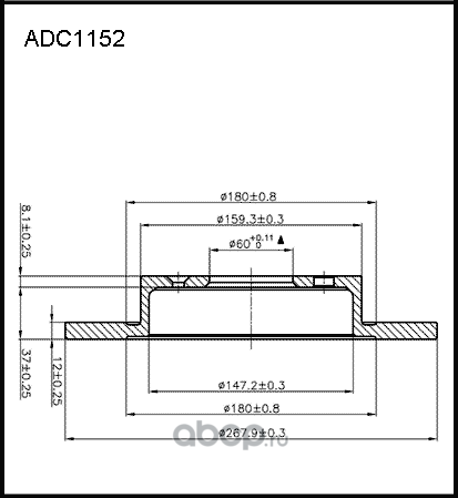 Диск тормозной (Allied Nippon). Артикул ADC1152