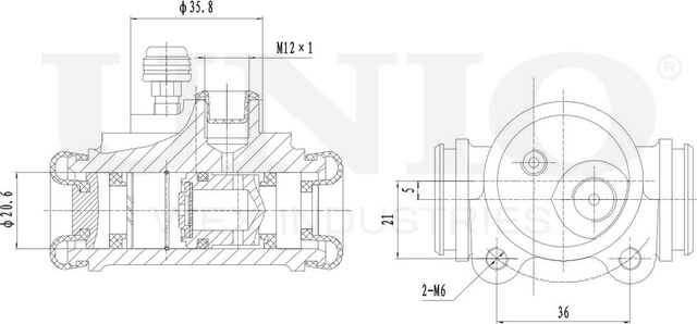 Цилиндр тормозной рабочий (Unio). Артикул BRC-20578