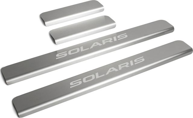 Накладки Rival на пороги (с надписью) для Hyundai Solaris II 2017-2020 2020-2026. Артикул NP.2312.3