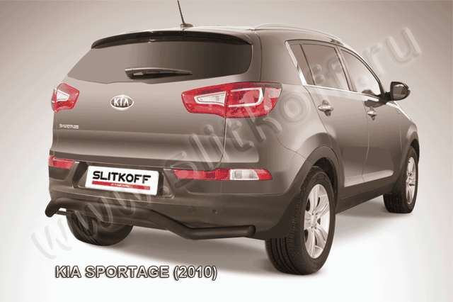 Защита Slitkoff заднего бампера d57 волна ЧЕРНАЯ матовая для Kia Sportage III 2010-2014. Артикул KSP010-014B