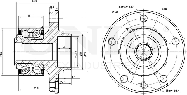 Ступица колеса с интегрированным подшипником (Unio). Артикул HUB-20007