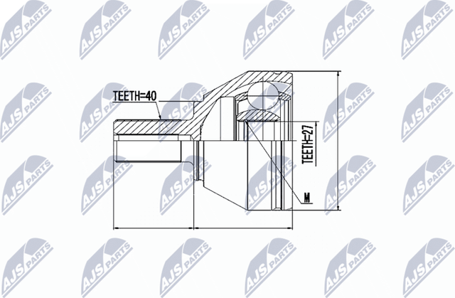 Шрус внутренний (граната) NTY передний для Ford Focus II 2009-2011. Артикул NPZ-LR-004