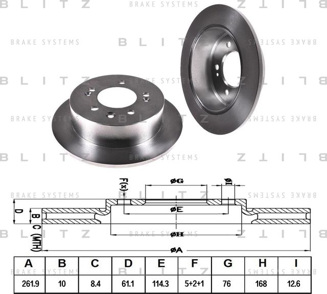 Диск тормозной HYUNDAI ELANTRA 06- задн. (Blitz). Артикул BS0350