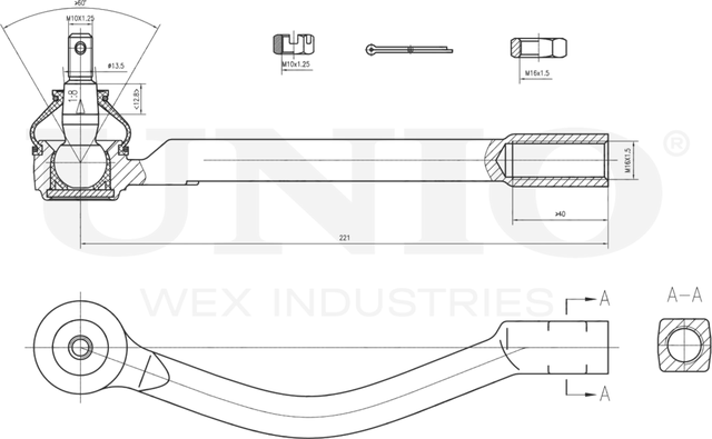 Наконечник рулевой тяги (Unio). Артикул SSP-10095