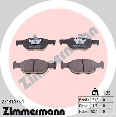 Тормозные колодки Zimmermann. Артикул 23181.175.1