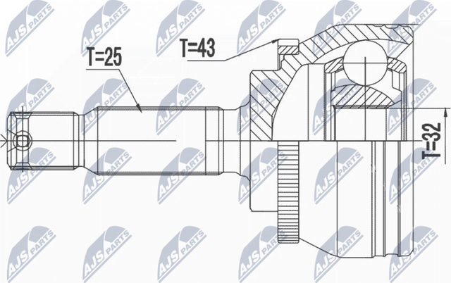 Шрус наружный (граната) NTY передний для Mitsubishi Galant VIII 1999-2004. Артикул NPZ-MS-063