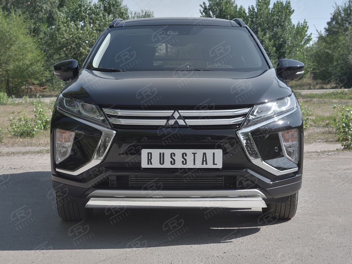 Защита РусCталь переднего бампера d75х42 дуга для Mitsubishi Eclipse Cross 2018-2026. Артикул MEZ-003040