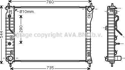 Радиатор охлаждения двигателя AVA. Артикул OL2434