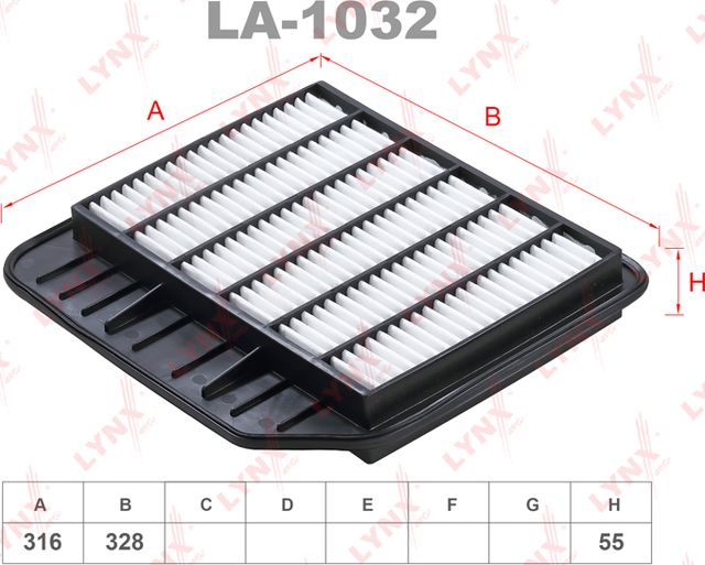 Воздушный фильтр LYNXauto. Артикул LA-1032