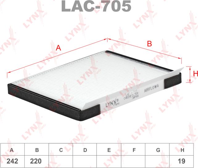 Салонный фильтр LYNXauto для Kia Proceed II 2013-2026. Артикул LAC-705