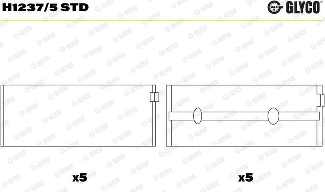 Вкладыши коренные Glyco для Toyota HiAce H100 2001-2012. Артикул H1237/5 STD