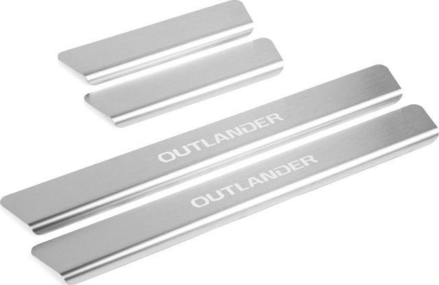 Накладки Rival на пороги (с надписью) для Mitsubishi Outlander XL 2005-2012. Артикул NP.4014.3