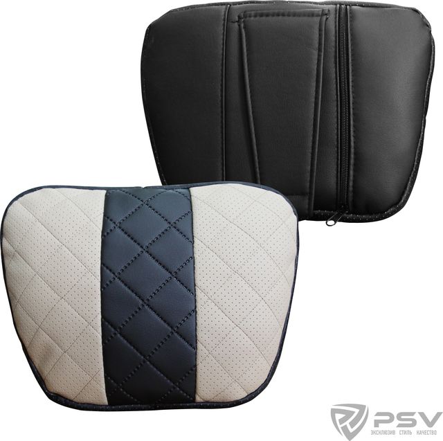 Подушка PSV Lux Way Ромб на подголовник, Слоновая кость, экокожа. Артикул 132331