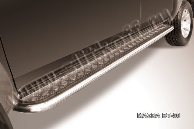 Пороги Slitkoff труба d57 с листом для Mazda BT-50 I 2006-2011. Артикул MZB013