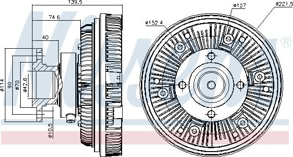 Муфта вентилятора (вискомуфта) Nissens (сталь) для MAN F2000 1994-2000. Артикул 86039
