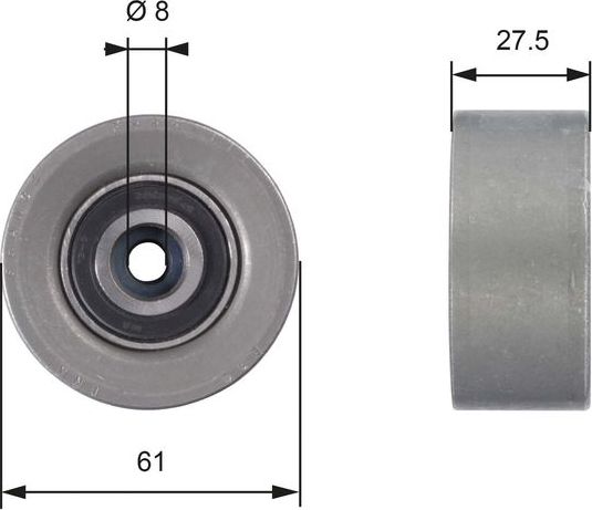 Направляющий (ведущий) ролик ремня ГРМ Gates PowerGrip® для Chevrolet Tracker III (Trax) 2012-2026. Артикул T42151