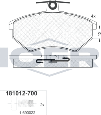 Тормозные колодки Icer. Артикул 181012-700