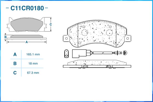 Колодки тормозные передние (Low Metallic) (Cworks). Артикул C11CR0180