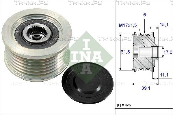 Муфта генератора обгонная Ina для Fiat Brava 1996-2001. Артикул 535 0144 10