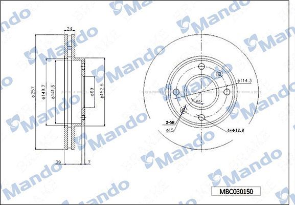 Тормозной диск Mando. Артикул MBC030150