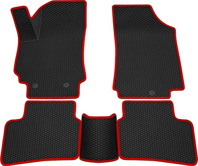 Коврики Rezkon 3D EVA Ромб резиновые для салона Hyundai Creta I 2016-2021 Красный кант. Артикул 9220065104