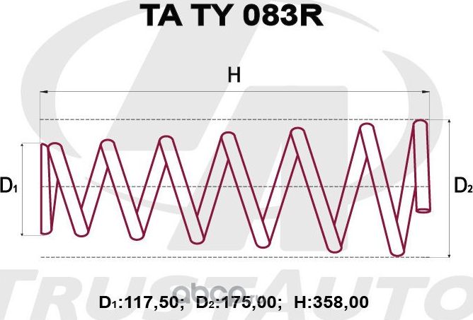 Пружина подвески усиленная () (Trustauto). Артикул TATY083R