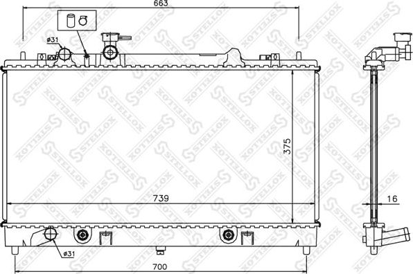 Радиатор охлаждения двигателя Stellox. Артикул 10-25852-SX
