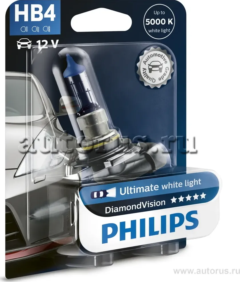 Лампа DIAMOND VISION 12V HB4 55W P22d (блистер 1 шт) (Philips). Артикул 9006DVB1