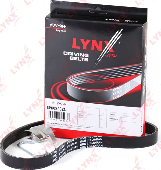 Приводной ремень поликлиновой LYNXauto ELASTIC. Артикул 6PK0823EL